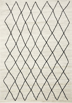 Meridian 5'3" X 7'7" Pen-drawn Trellis Lines Rug - Cream Area Rug