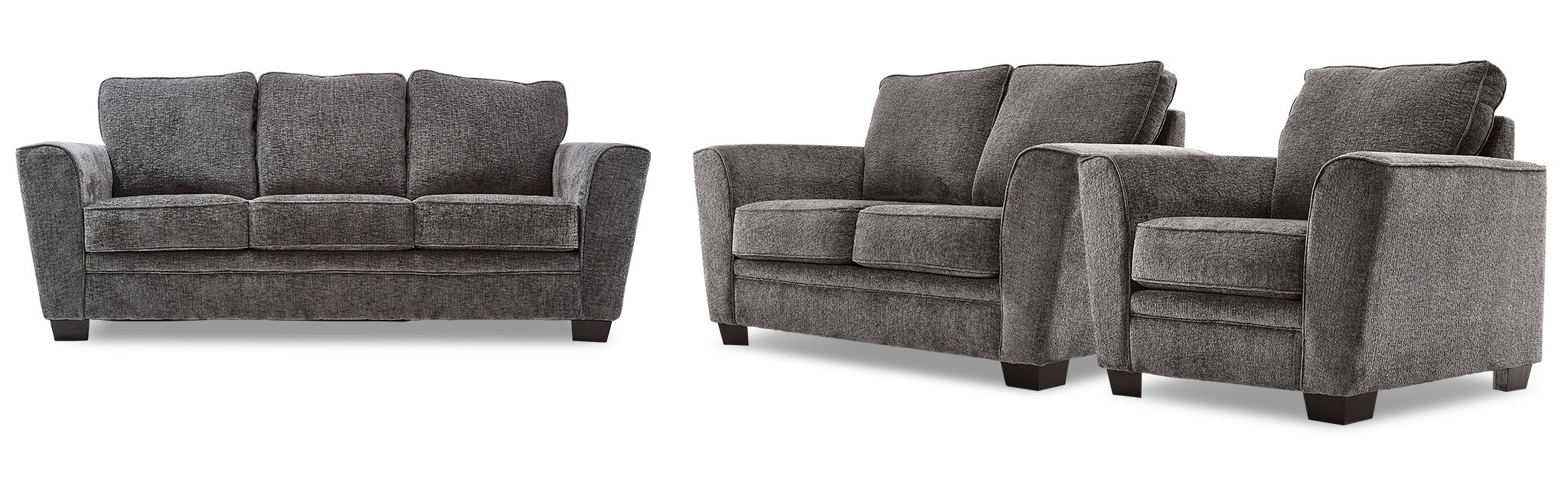 Daisy Sofa, Loveseat and Chair Set - Charcoal