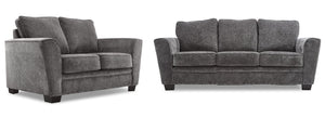 Daisy Sofa and Loveseat Set - Charcoal