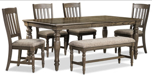 Bilboa 6-Piece Extendable Dining Set with Bench - Roasted Oak