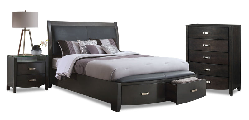 Cinema 5-Piece Queen Storage Bedroom Package Charcoal Leon's