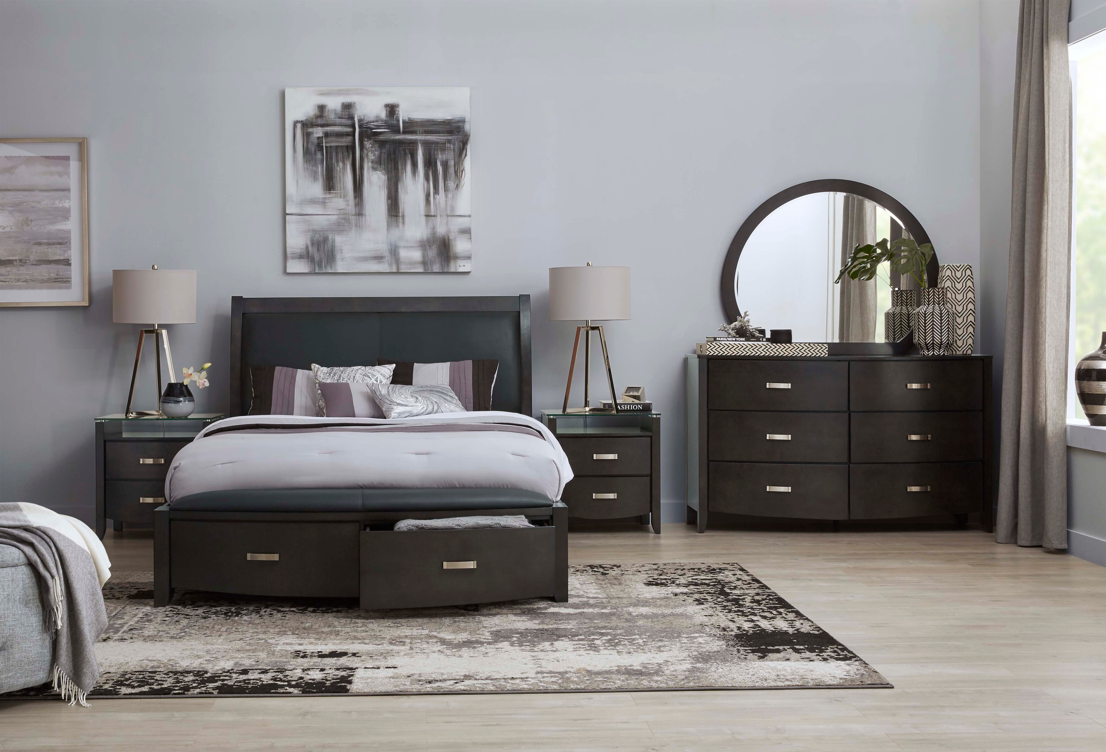 Cinema 6-Piece Queen Storage Bedroom Package - Charcoal