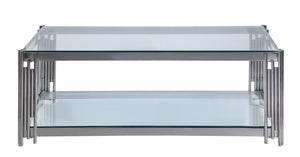 Liana 47" Coffee Table - Glass and Stainless Steel
