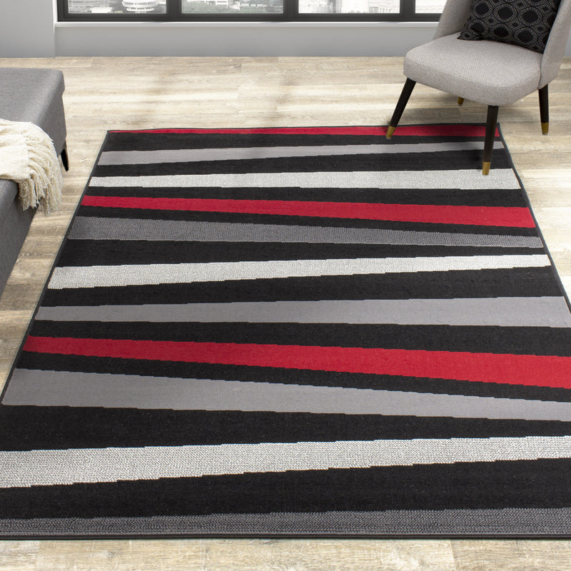 Fiona 5'3" X 7'4" Marble Track Rug Black Grey Area Rug Leon's