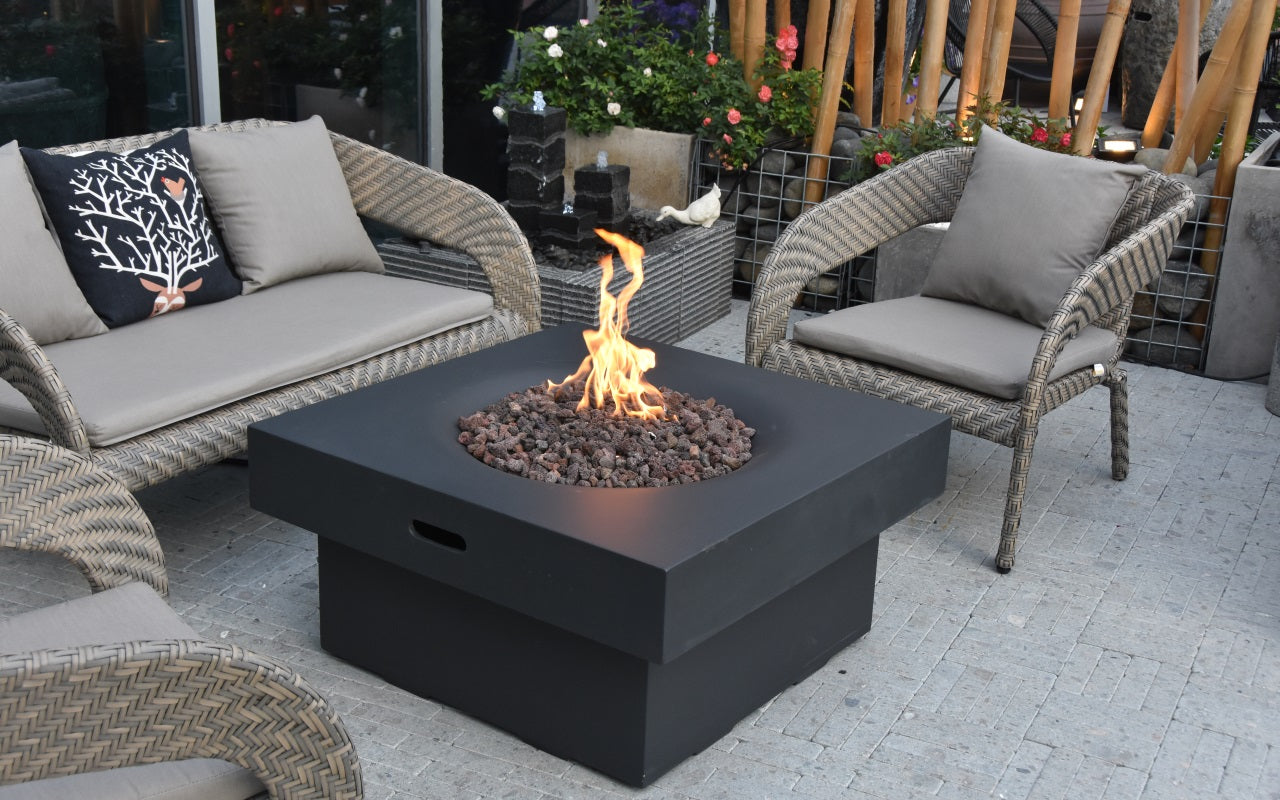 Yak Loum Concrete Lava Stone Fire Pit (Modeno) – Propane