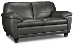 Leonardo Leather Loveseat - Grey