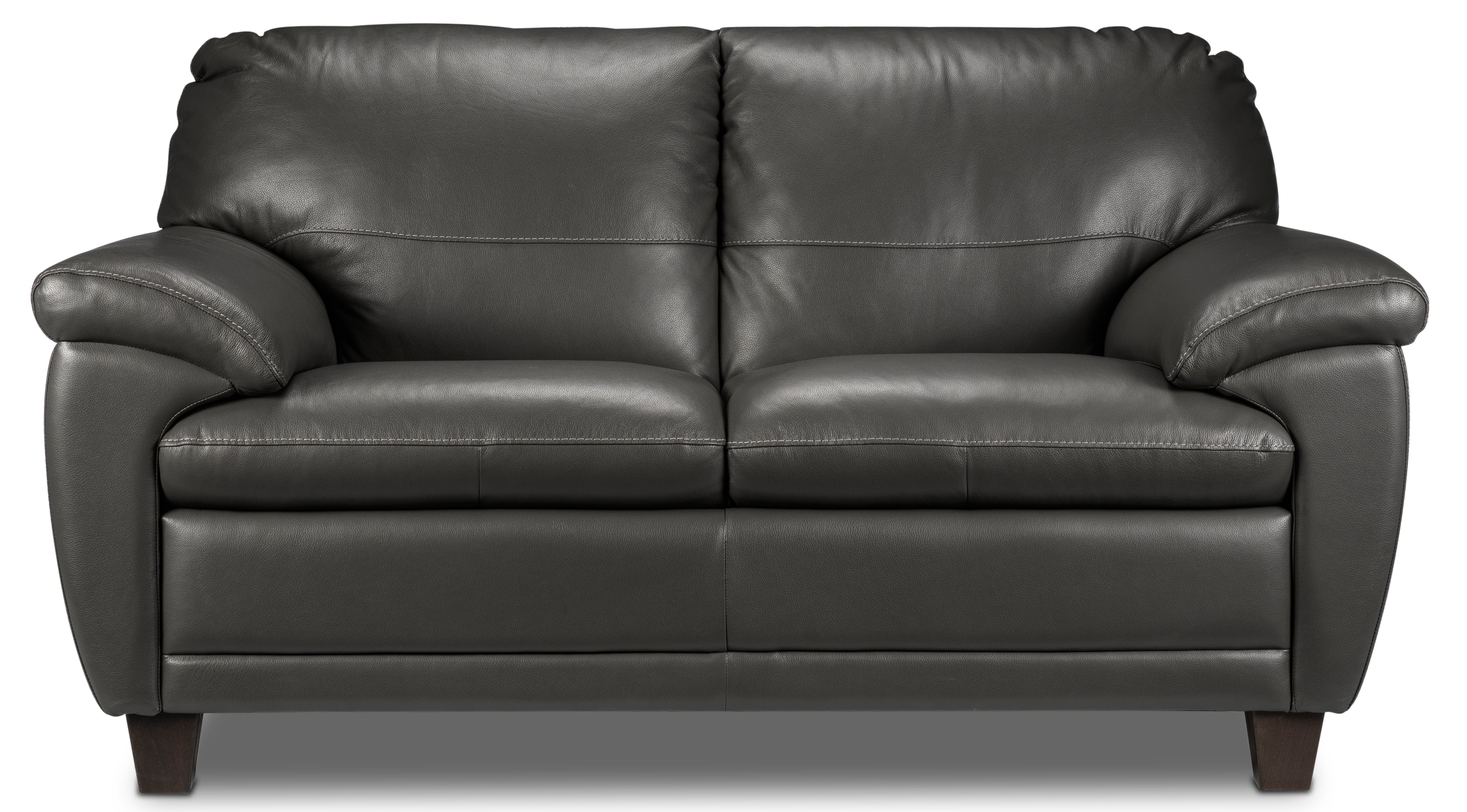 Leonardo Leather Loveseat - Grey