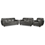 Leonardo Leather Sofa, Loveseat and Chair Set - Grey