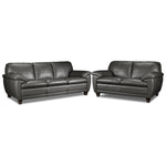 Leonardo Leather Sofa and Loveseat Set - Grey