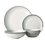16-Piece Dinnerware Set - White & Black