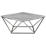Lynn 39" Coffee Table - Marble and Stainless Steel