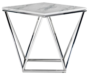 Lynn 24" End Table - Marble and Stainless Steel