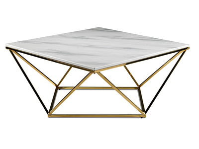 Lynn 39" Coffee Table - Marble and Gold