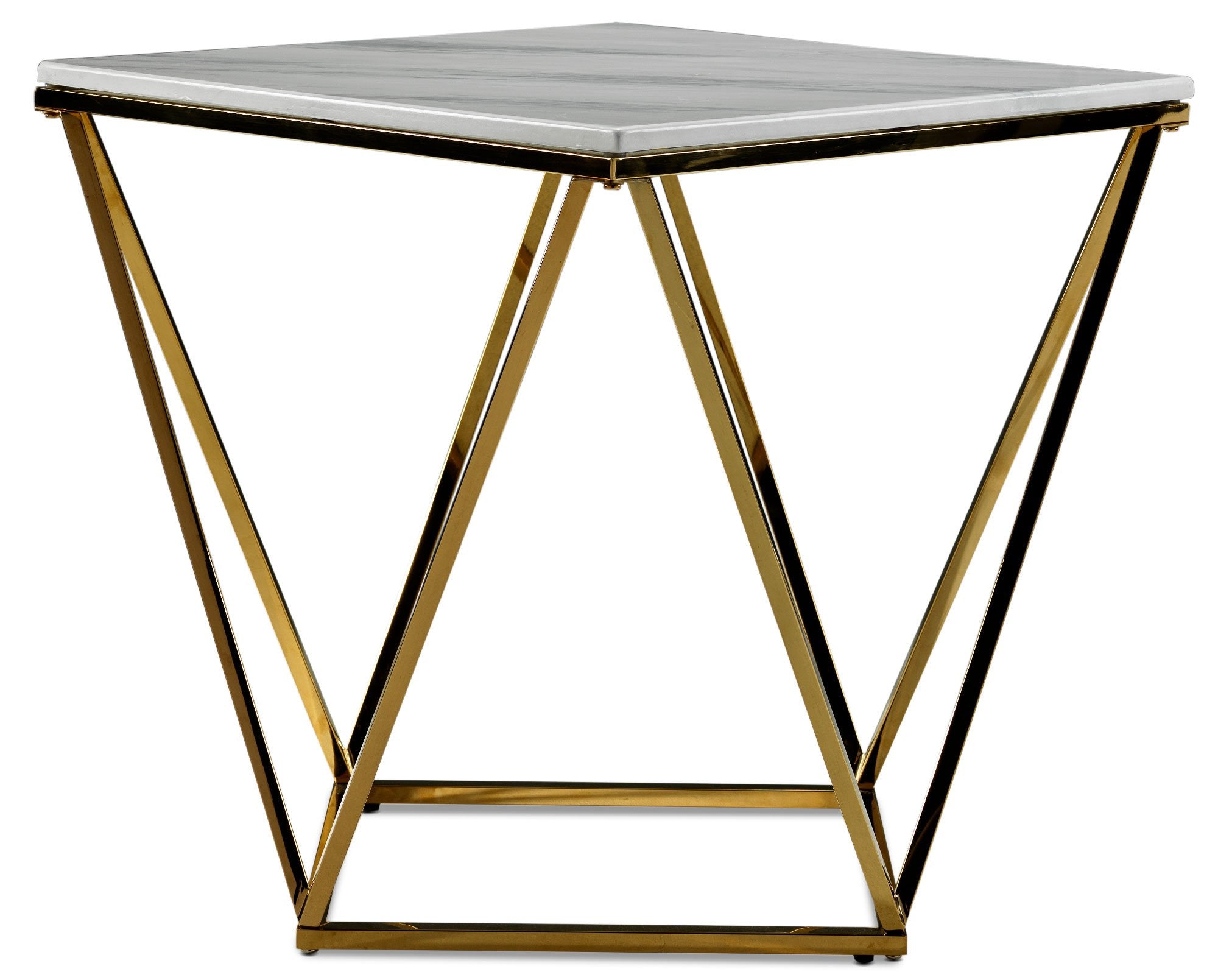 Lynn 24" End Table - Marble and Gold