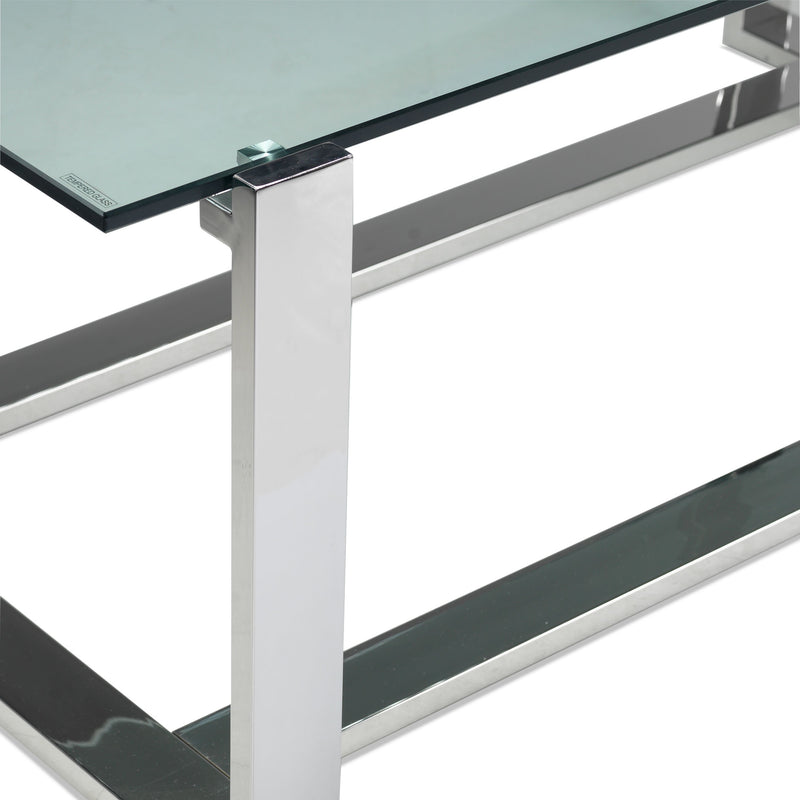 Sidney End Table Stainless Steel and Glass Leon's