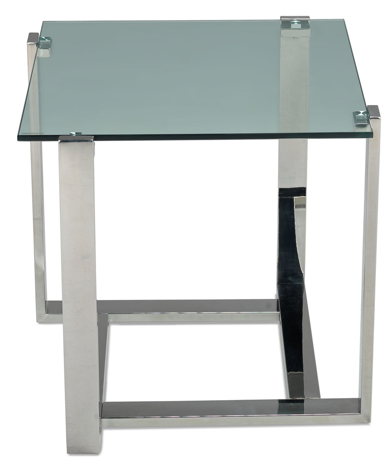 Sidney End Table Stainless Steel and Glass Leon's