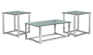 Sidney Coffee Table and Two End Tables - Stainless Steel and Glass