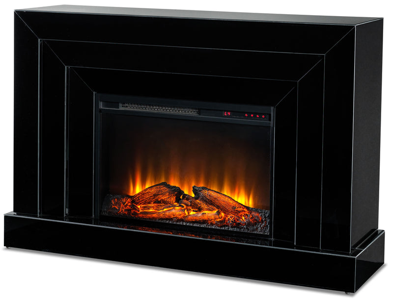 Mia Mirrored Fireplace - Black | Leon's