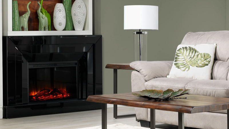 Mia Mirrored Fireplace - Black | Leon's