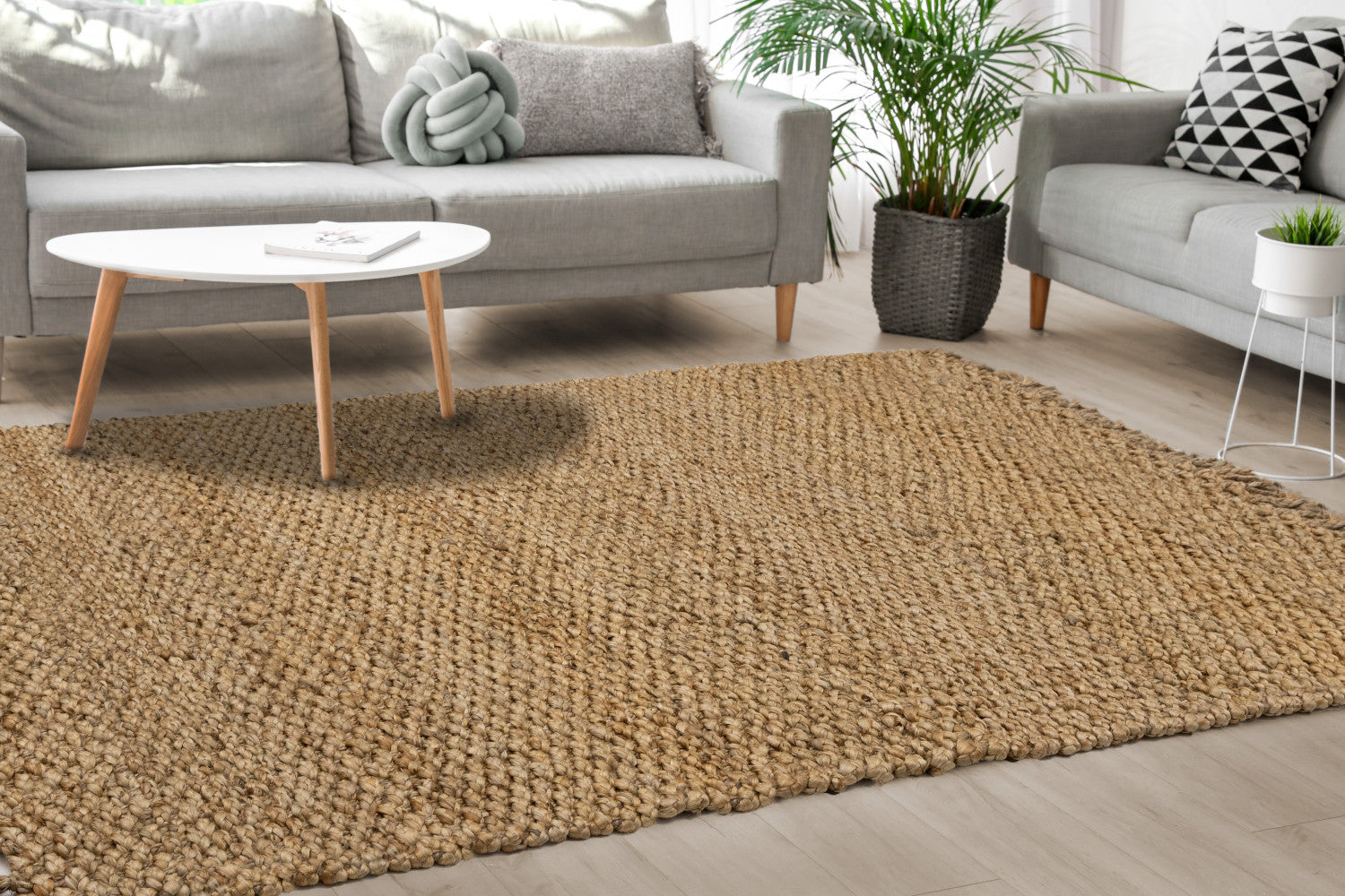 Jute 5'3" X 7'7" Braided Rug - Beige Area Rug