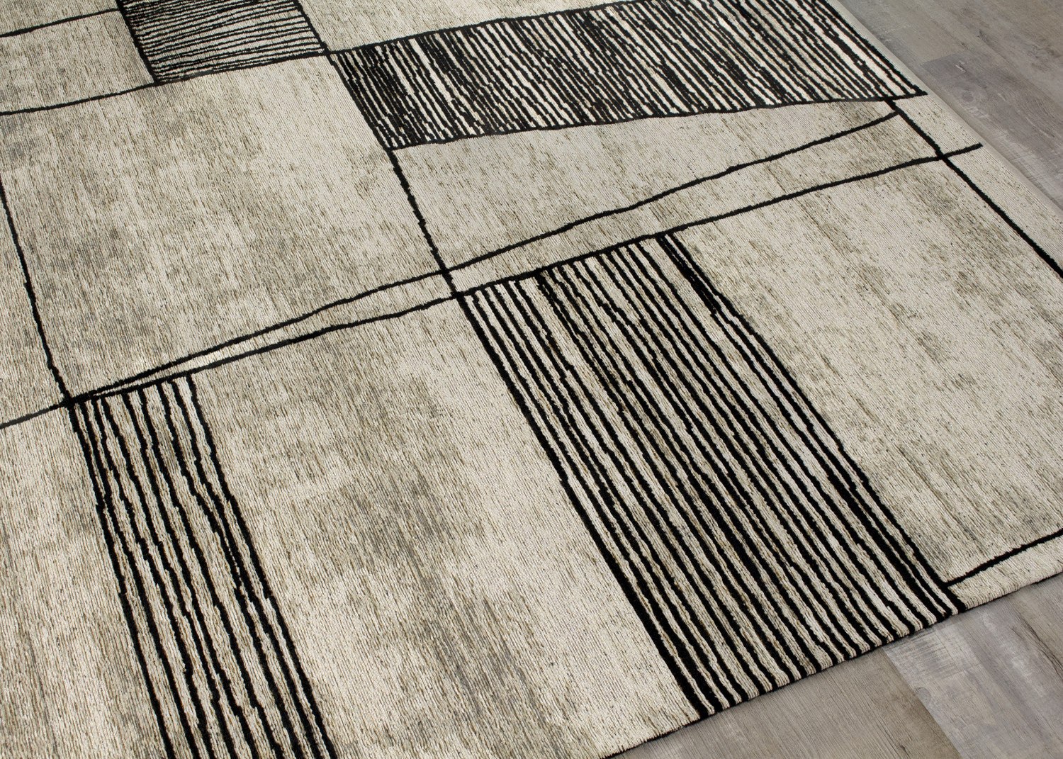 Ollie 7'10" X 10'10" Abstract Pen Drawing Rug - Grey Area Rug