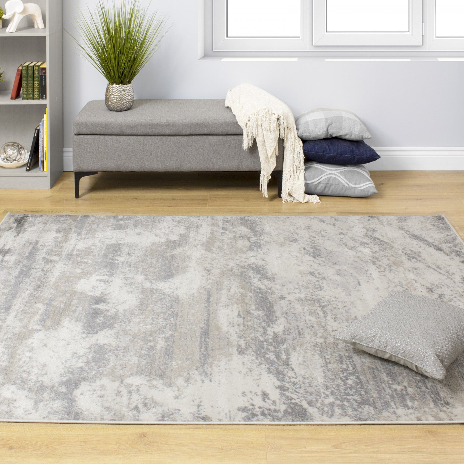 Adele 1'11" X 3'7" Faded Storm Rug - Cream Grey Area Rug