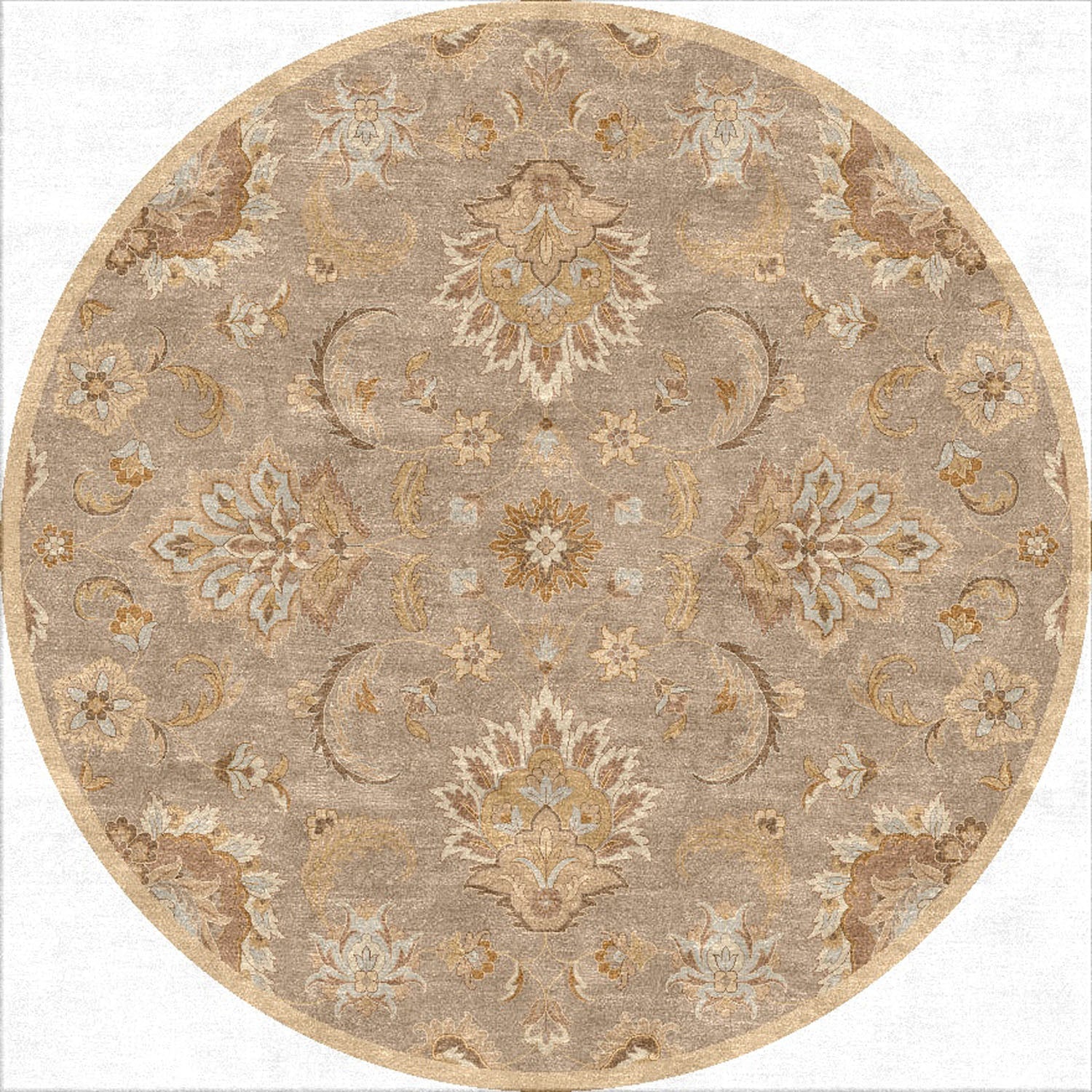 Abers 8' Round Area Rug - Flint Grey Putty