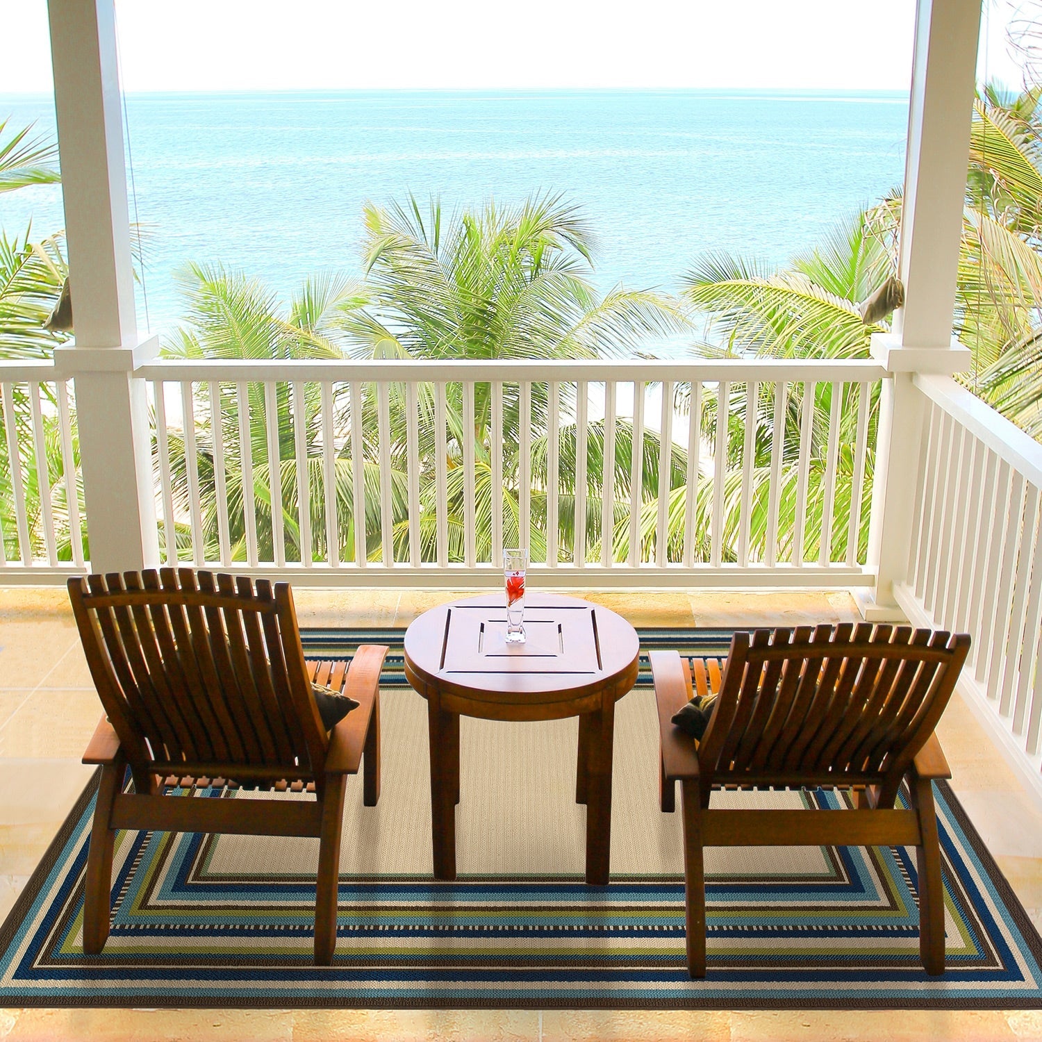Lagoon 1003X Border Indoor/Outdoor Area Rug (5'3" x 7'6")
