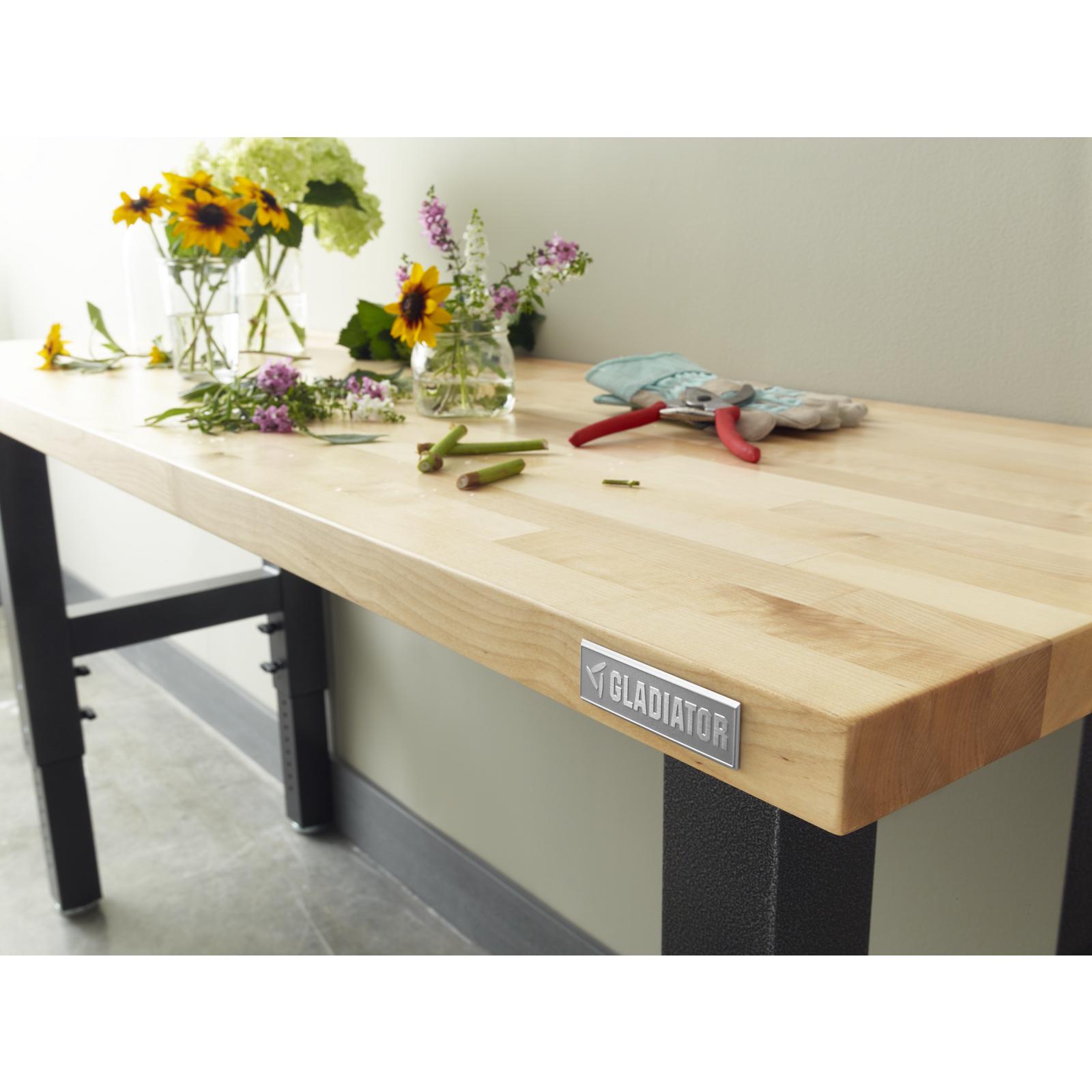 Gladiator Hammered Granite 4' Adjustable Height Hardwood Workbench - GAWB04HWEG