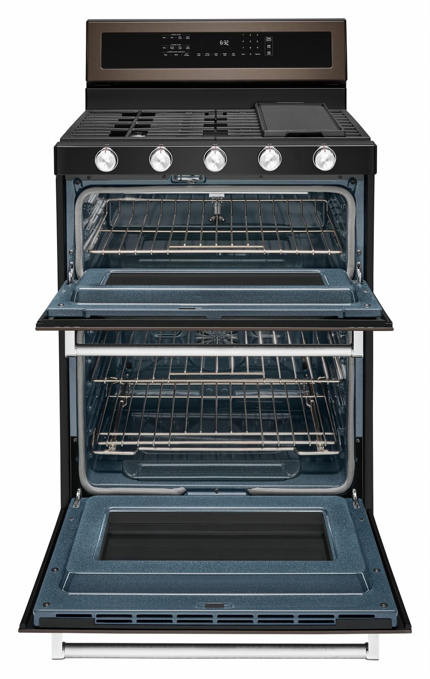 KitchenAid® Black Stainless Double Oven Gas Range (6.0 Cu. Ft.) - KFGD500EBS