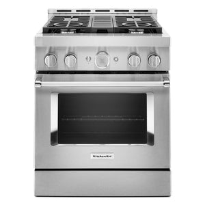 KitchenAid® Stainless Steel Smart Freestanding Gas Range (4.1 Cu. Ft.) - KFGC500JSS