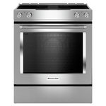 KitchenAid Stainless Steel 30” Front Control Slide-In Electric Convection Downdraft Range (6.4 Cu. Ft.) - KSEG950ESS