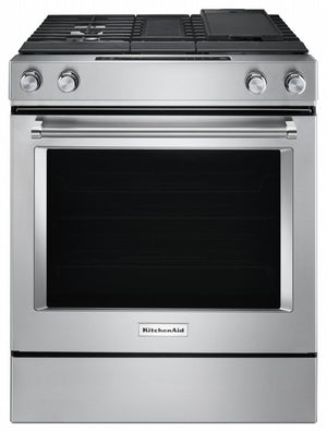 KitchenAid Stainless Steel Downdraft Dual Fuel Range (6.4 Cu.Ft.) - KSDG950ESS