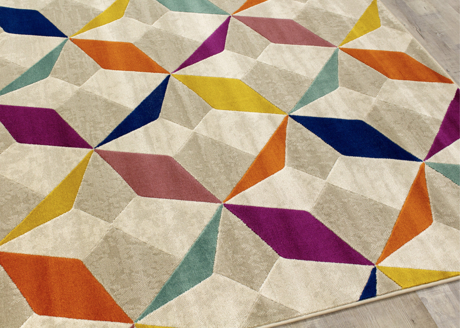 Brille Diamond Checkerboard Area Rug- 5' X 8' - Multi-Colour