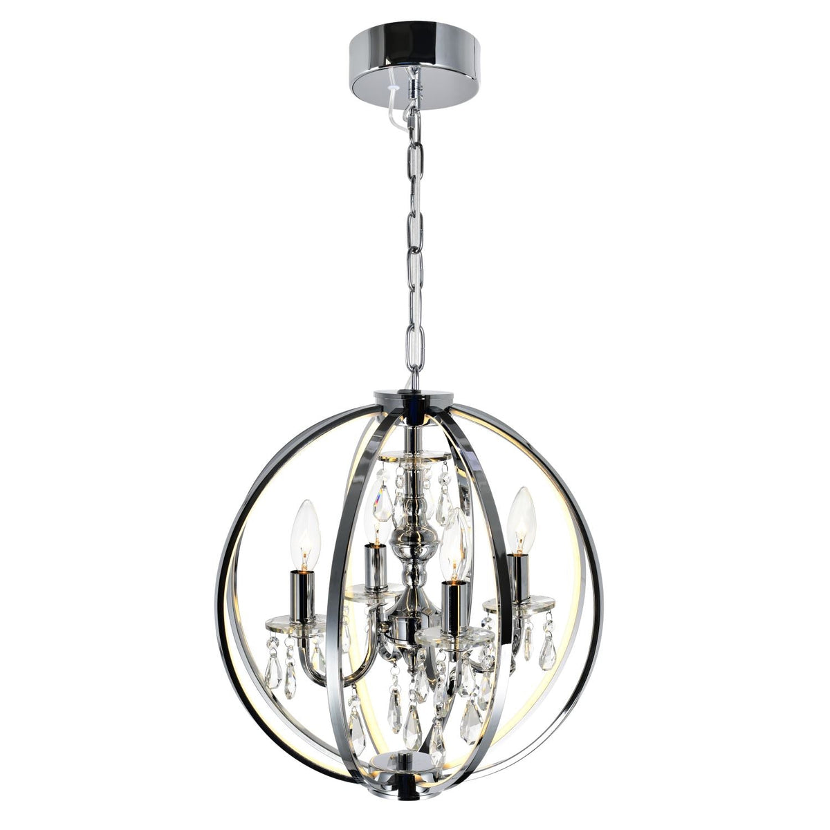Bird Cage-Four Light Chandelier In A Caged Pendant