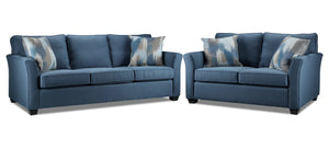 Gretchen Sofa and Loveseat Set - Blue