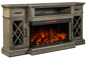 Hamilton Fireplace TV Stand - Weathered Grey