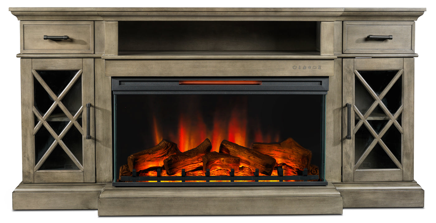 Hamilton 70" Fireplace TV Stand - Weathered Grey