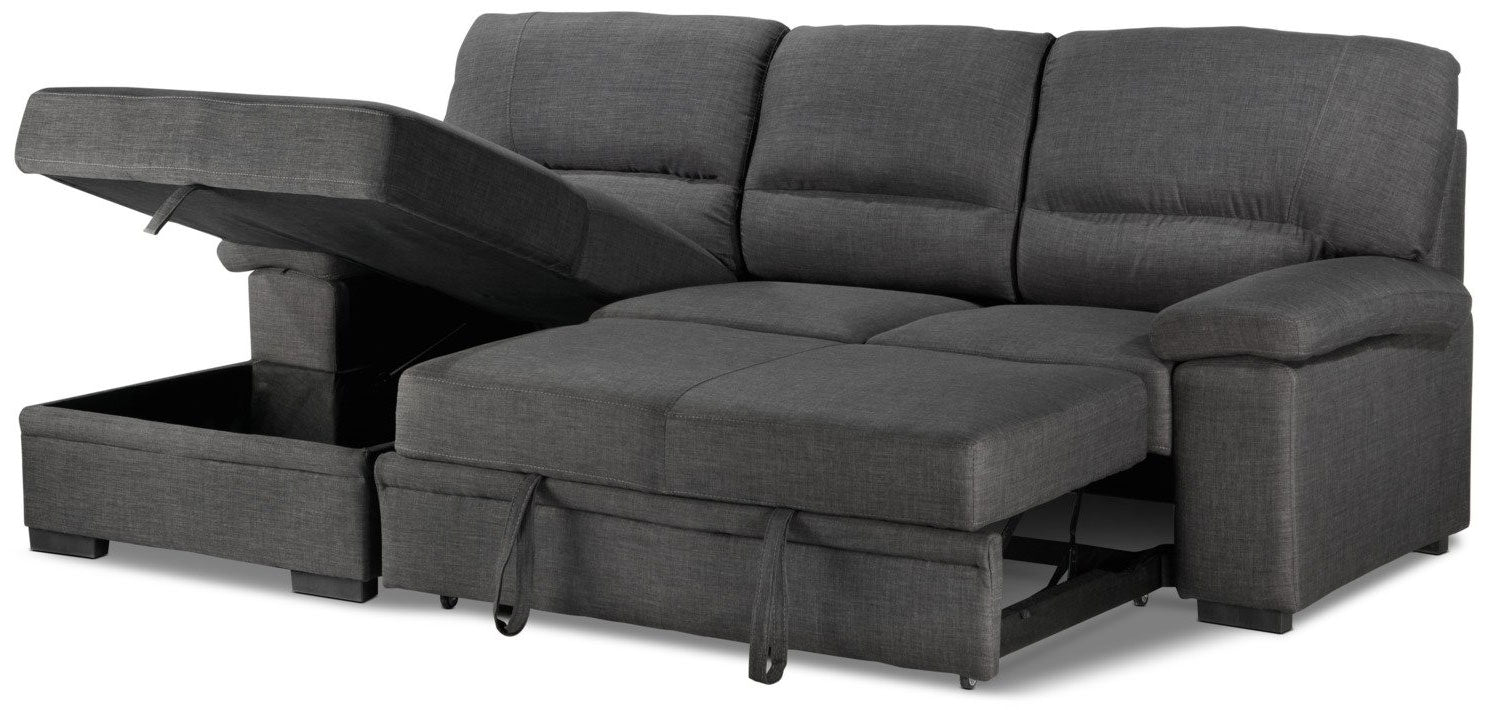 Tessaro Pop-Up Sofa Bed with Left-Facing Chaise - Charcoal