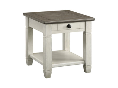 Harold End Table - Antique White and Brown