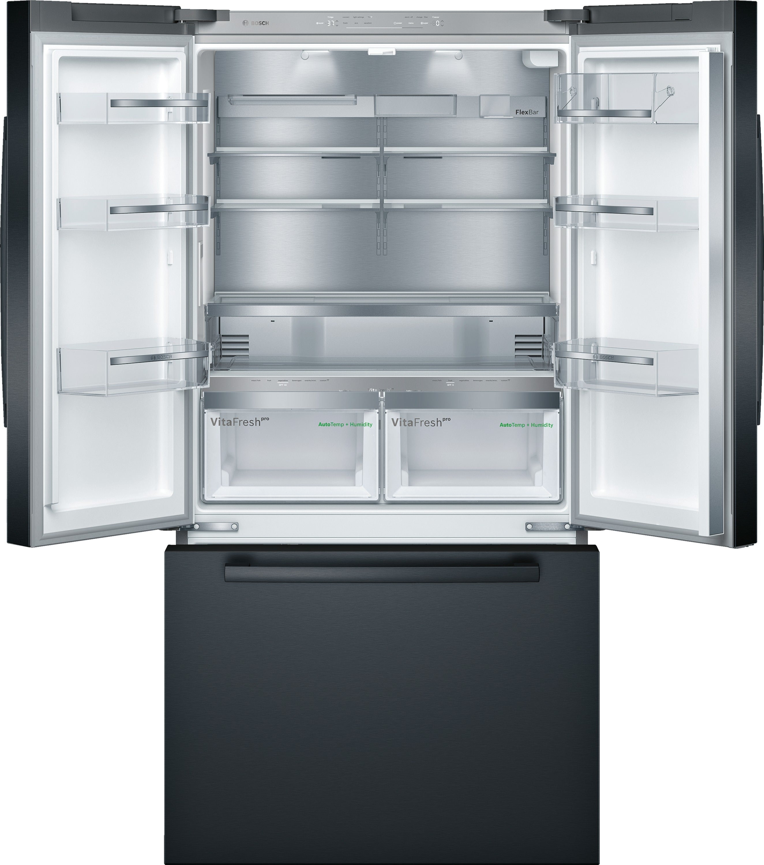 Bosch 800 Series 36" 20.8 Cu. Ft. Black Stainless Steel Counter-Depth French Door Refrigerator - B36CT80SNB