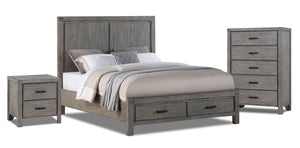 Copeland 5-Piece Queen Storage Bedroom Package - Wire-Brushed Grey