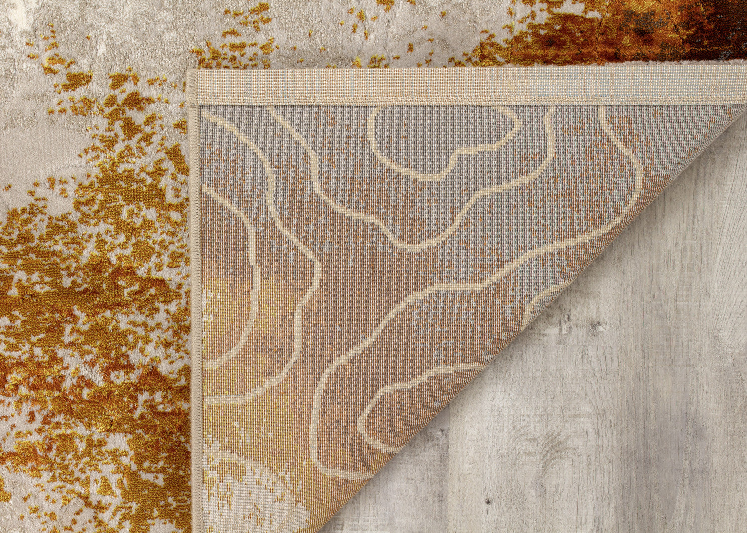 Pollo 5'3" X 7'7" Distressed Abstract Rug - Cream Orange Area Rug