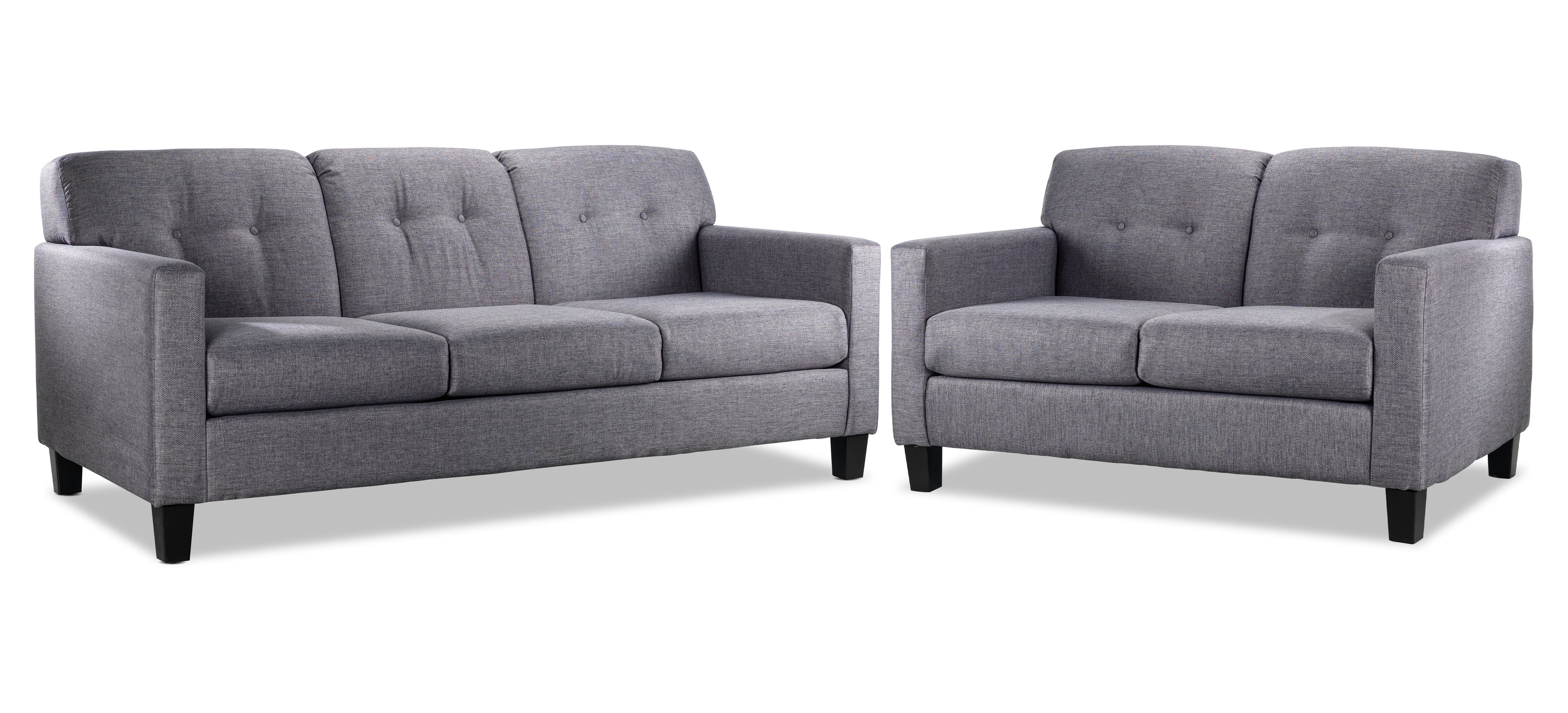 Merlin Sofa and Loveseat Set - Grey