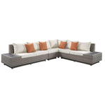 Island Pebbles Patio Sectional & Cocktail Table - Beige/Grey