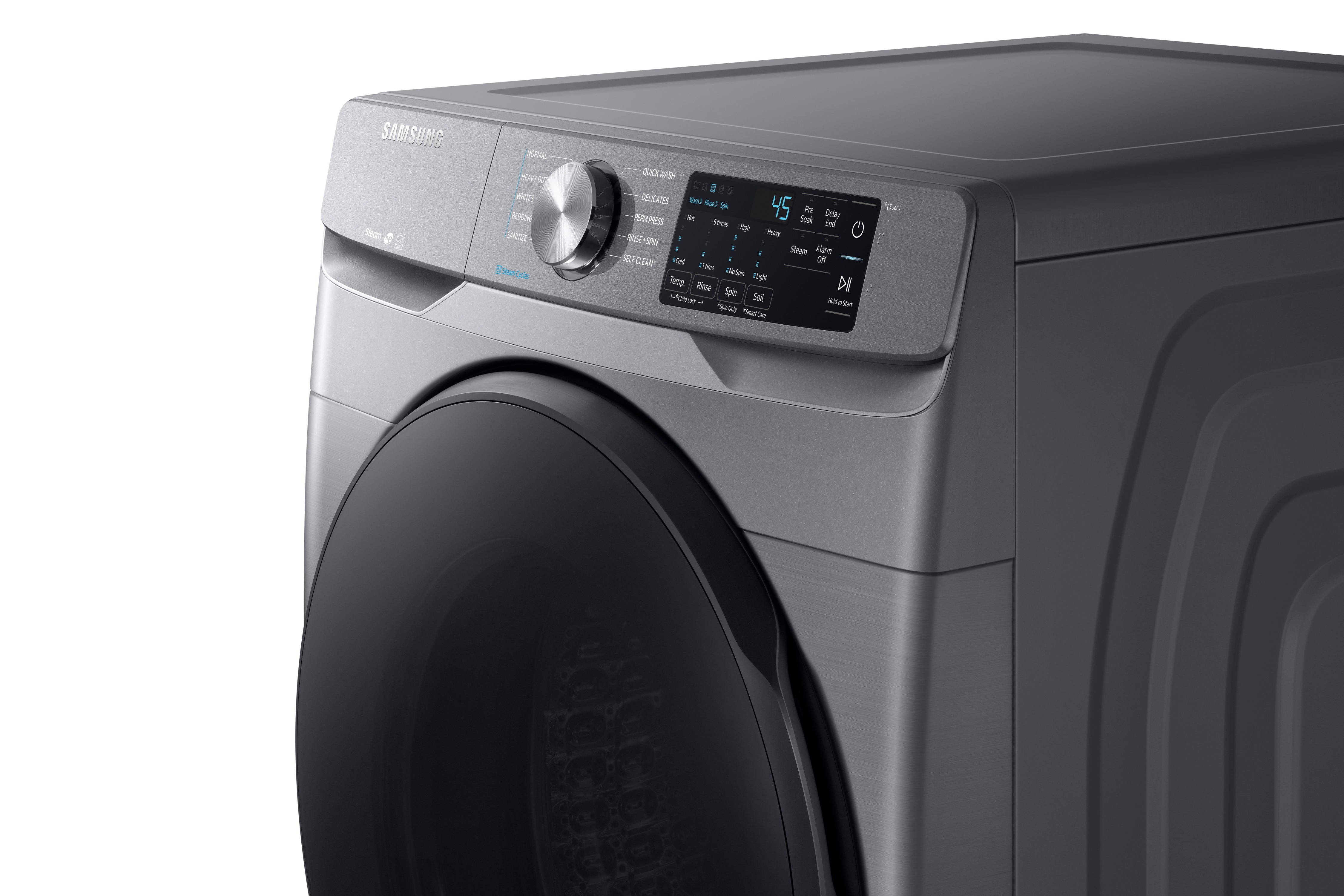Samsung Stainless Platinum Steam Front Load Washer (5.2 Cu. Ft.) - WF45R6100AP/US