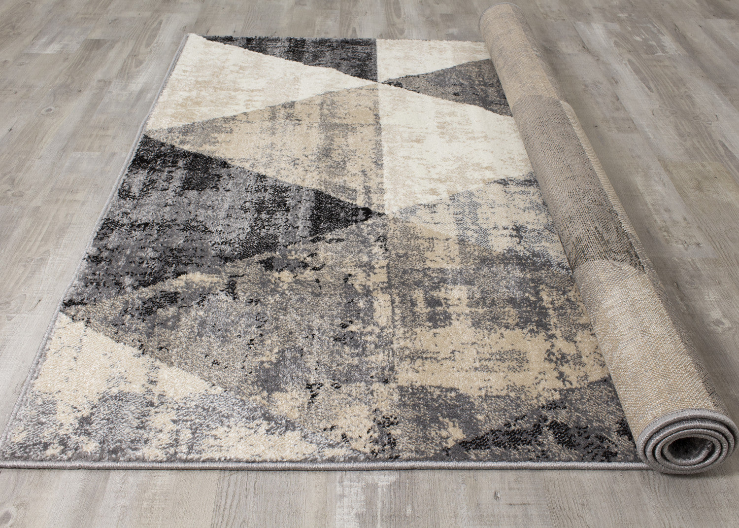 Siecle 2'0" X 7'7" Triangle Shapes Rug - Cream Beige Area Rug