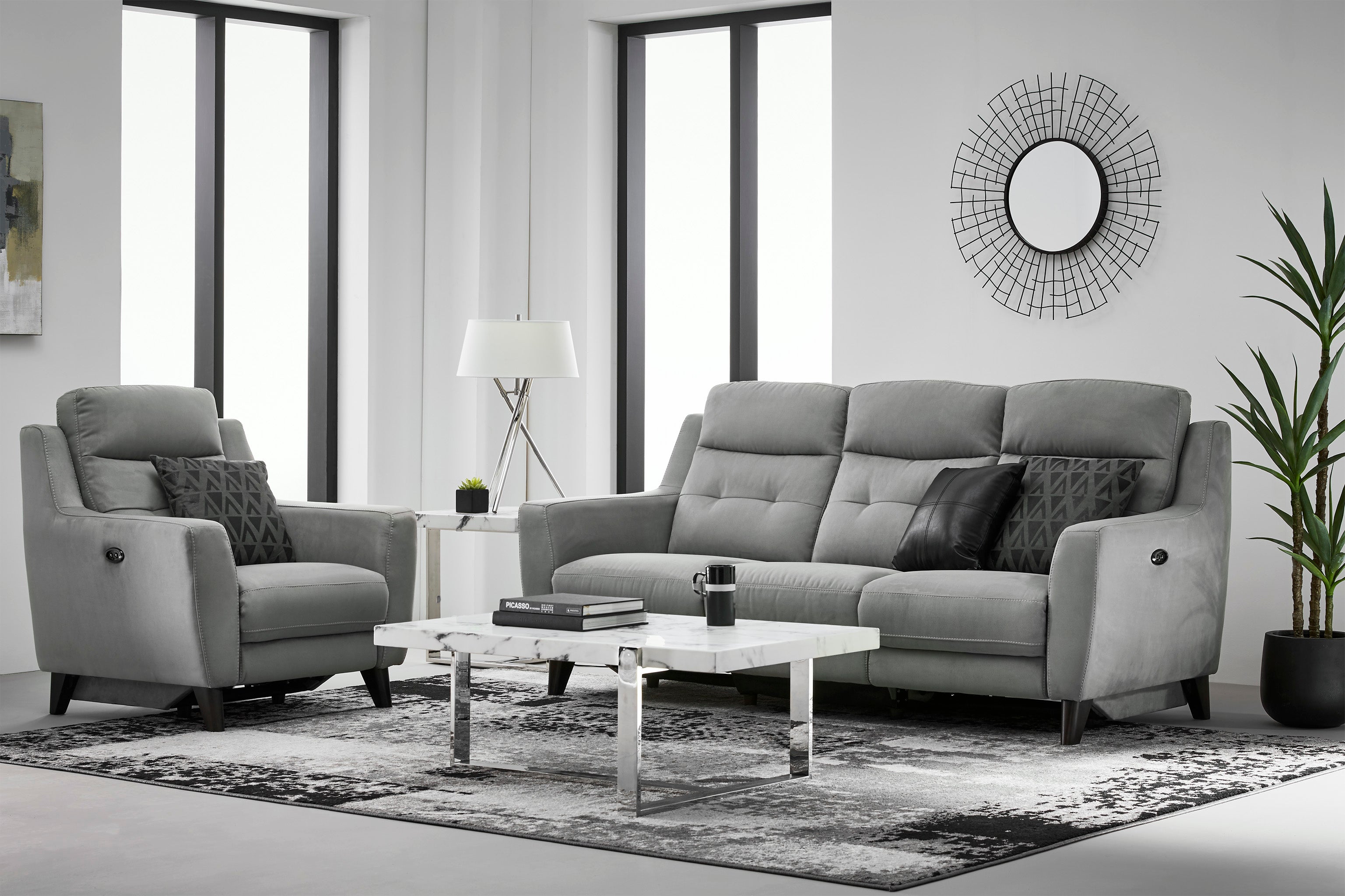 Lucas Power Reclining Sofa - Silver Grey