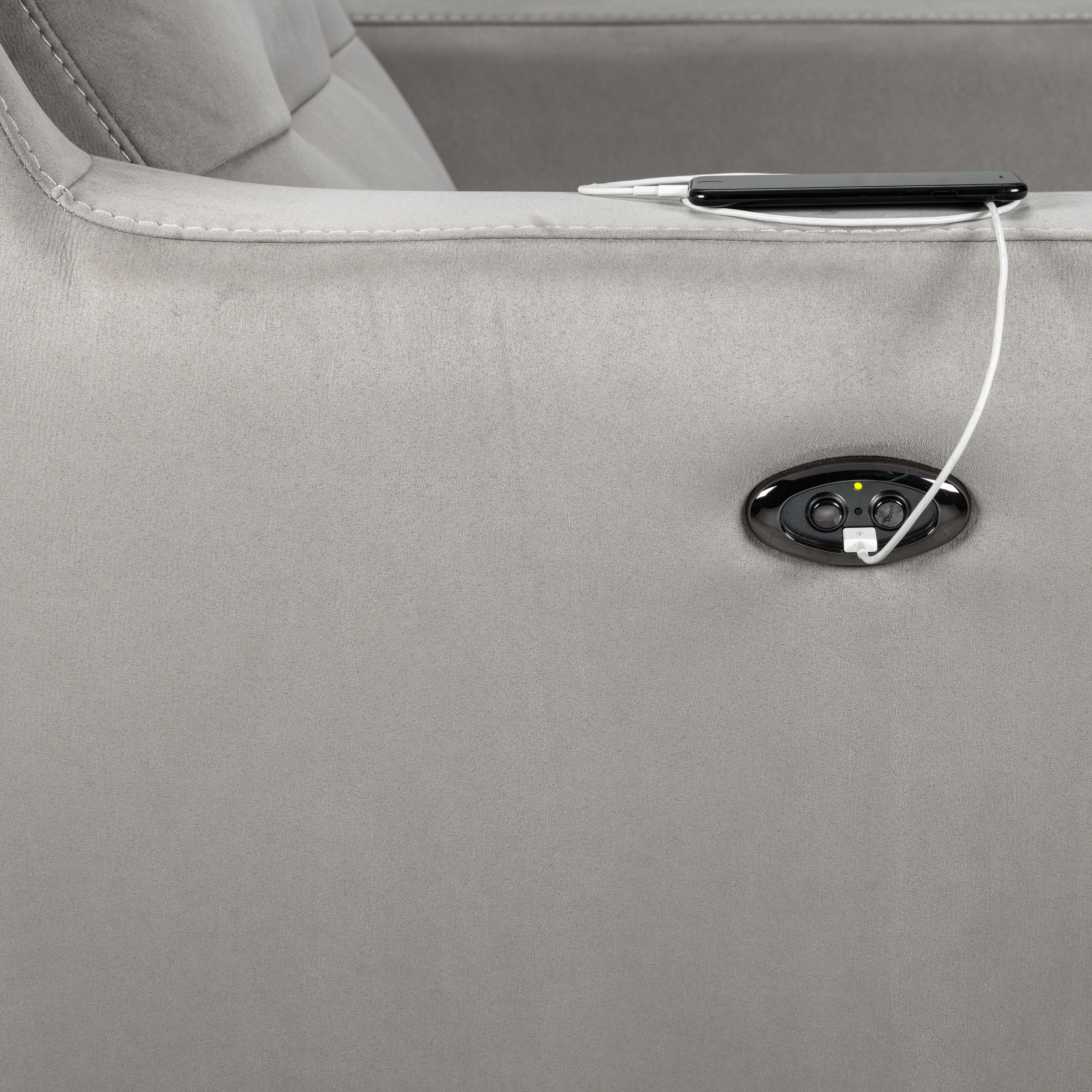 Lucas Power Reclining Sofa - Silver Grey