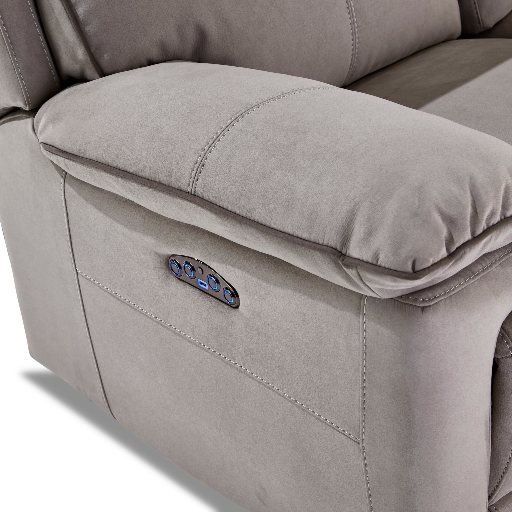 Memphis Dual Power Reclining Sofa - Silver Grey